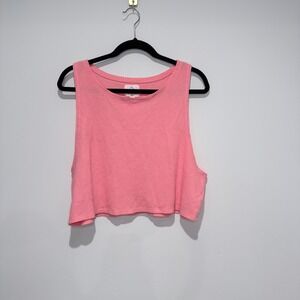 AERIE OFFLINE Pink Waffle Knit Cropped Tank Top Women's Size‎ L